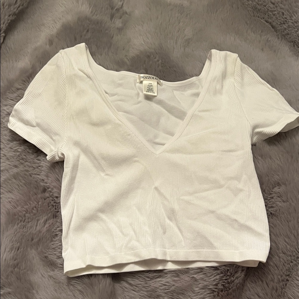 White ribbed crop T-shirt
